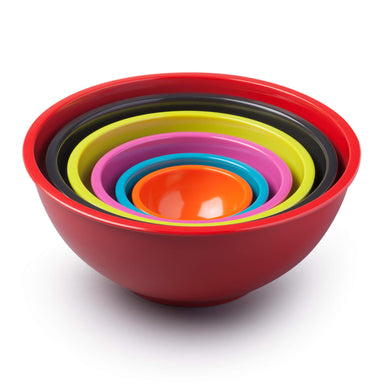 Zeal Set of 6 Melamine Round Nesting Bowls in Bright Colours