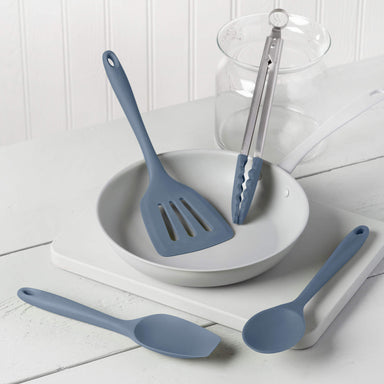 Zeal Kitchen Tongs, Slotted Turner, Spoon & Spatula Spoon Set in Provence Blue