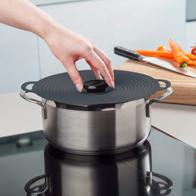 Silicone Self Sealing Lid by Zeal used on a saucepan
