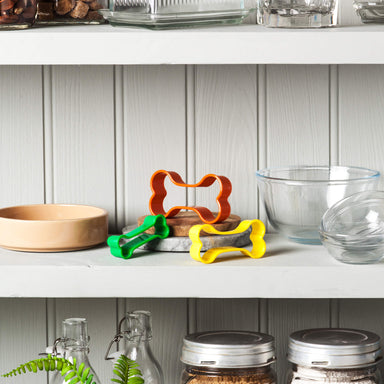 Set of 3 Dog Bone Cookie Cutters on a shelf
