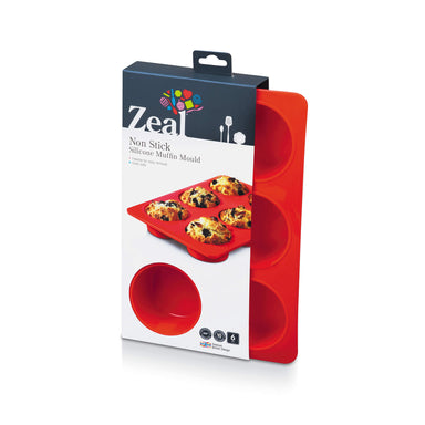 Zeal 6 Cup Non Stick Silicone Large Muffin Mould in packaging